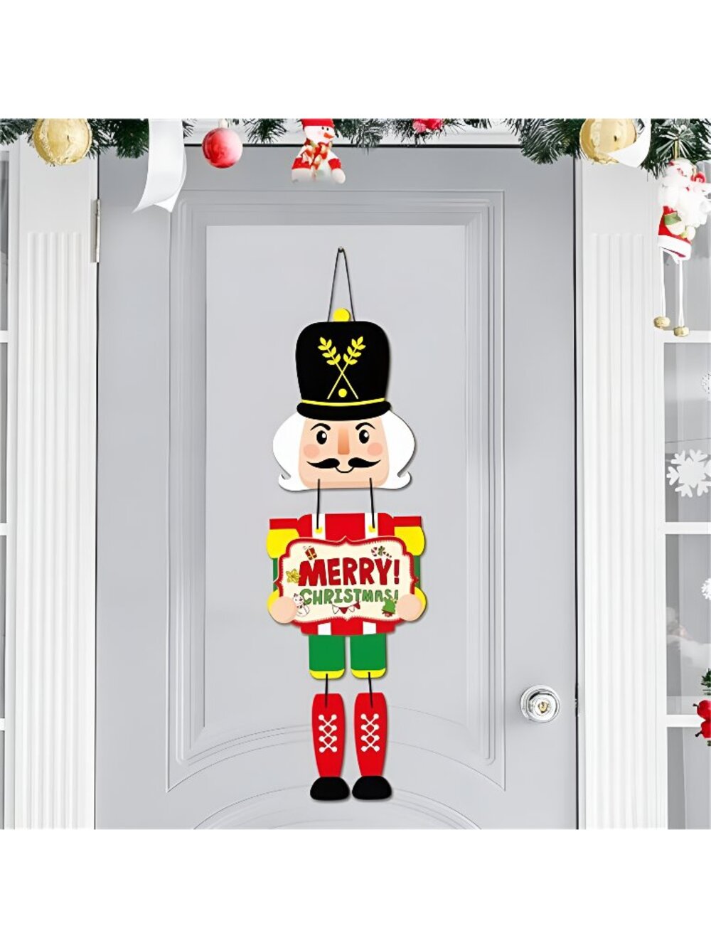 Christmas Nutcracker Decor Welcome Sign Hanging Wooden Christmas Door Sign
